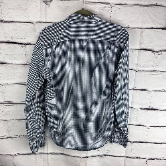J.Crew Slim Fit Gingham Check Button Down Shirt Men’s L Blue White - Picture 3 of 6